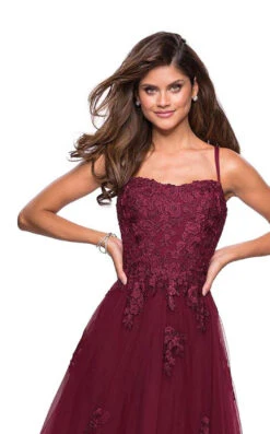 La Femme 27441 Dress -Clothing Shop 27441 Burgundy F2