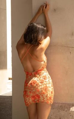 Primavera Couture 3519 Dress -Clothing Shop 3519 NUDE ORANGE 1