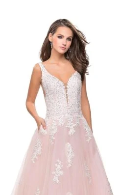 La Femme 25624 Dress 14 La Femme 25624 Dress -Clothing Shop La femme 25624 BlushWhite F zoom