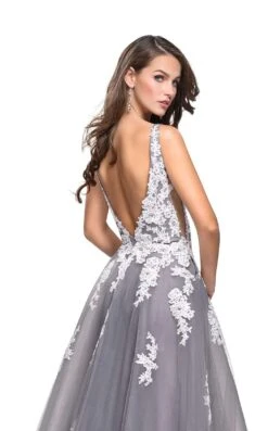 La Femme 25624 Dress 16 La Femme 25624 Dress -Clothing Shop La femme 25624 GrayWhite B zoom