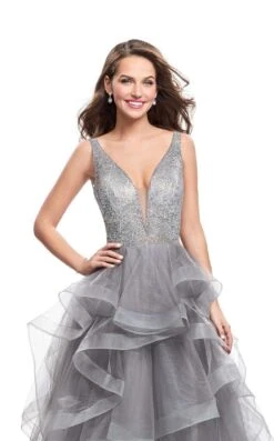 La Femme 26223 Dress 11 La Femme 26223 Dress -Clothing Shop La femme 26223 Silver F zoom